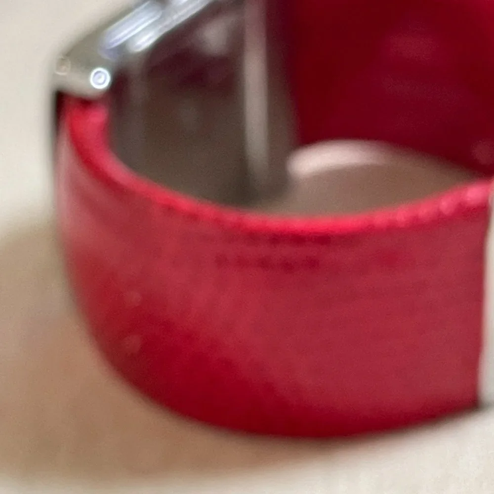 Quartz Movement Red Band Ladies Cuff Watch - Picture 5 of 11